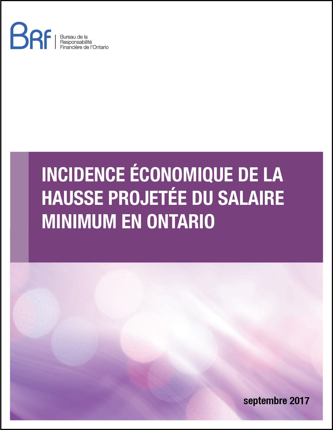 Incidence économique de la hausse projetée du salaire minimum en Ontario